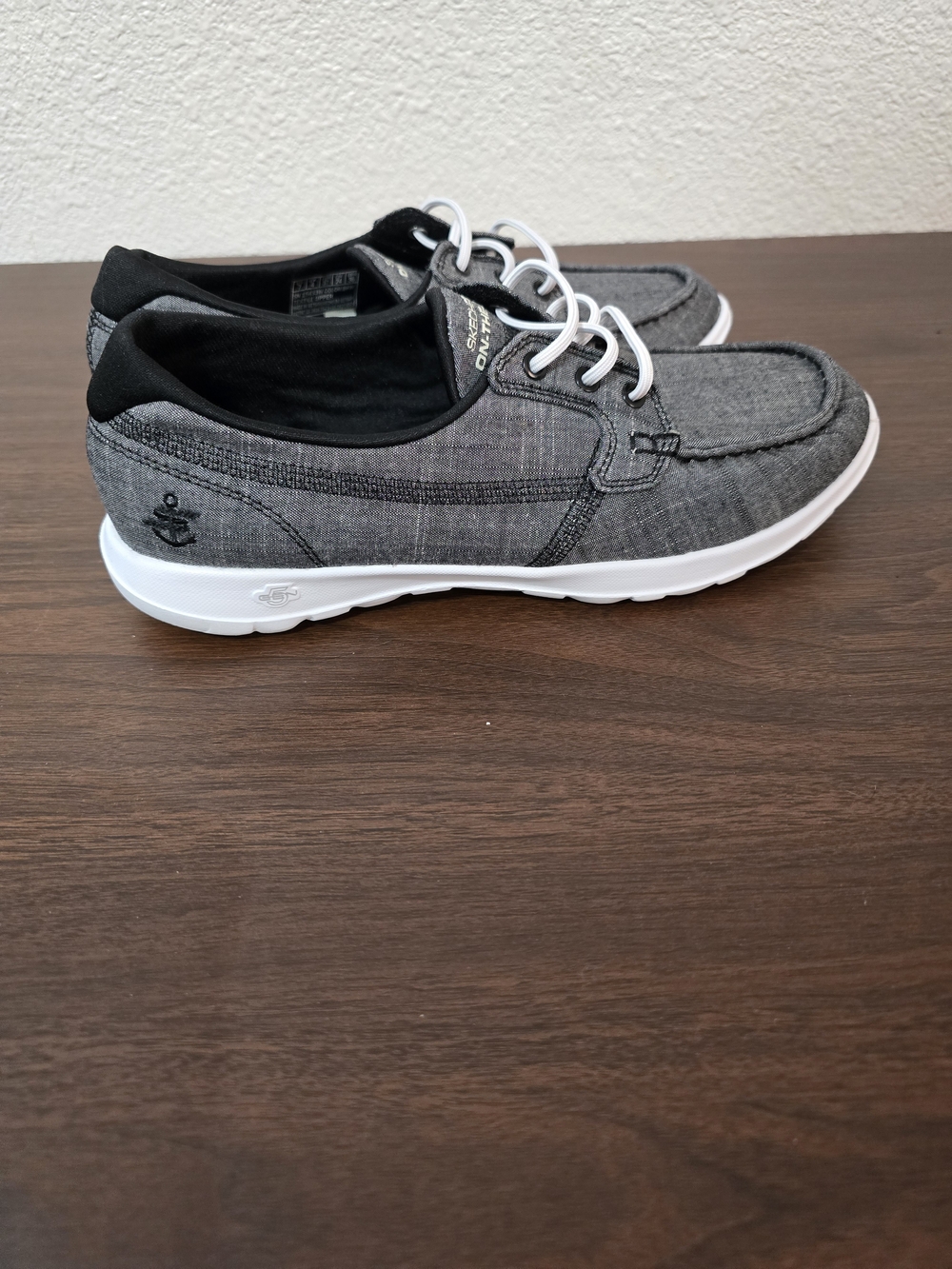 Skechers On-The-Go Gray Canvas Slip On Loafers Shoes Size 7 - Picture 5 of 9